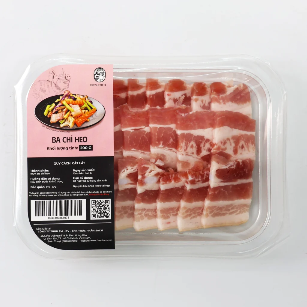 Thịt Ba Chỉ Heo cắt lát FRESHFOCO 200g