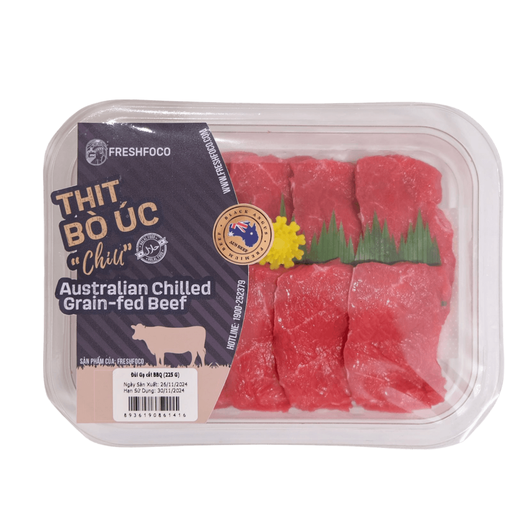 Thịt Đùi gọ bò Úc mát cắt BBQ FRESHFOCO 225g nhập khẩu chilled