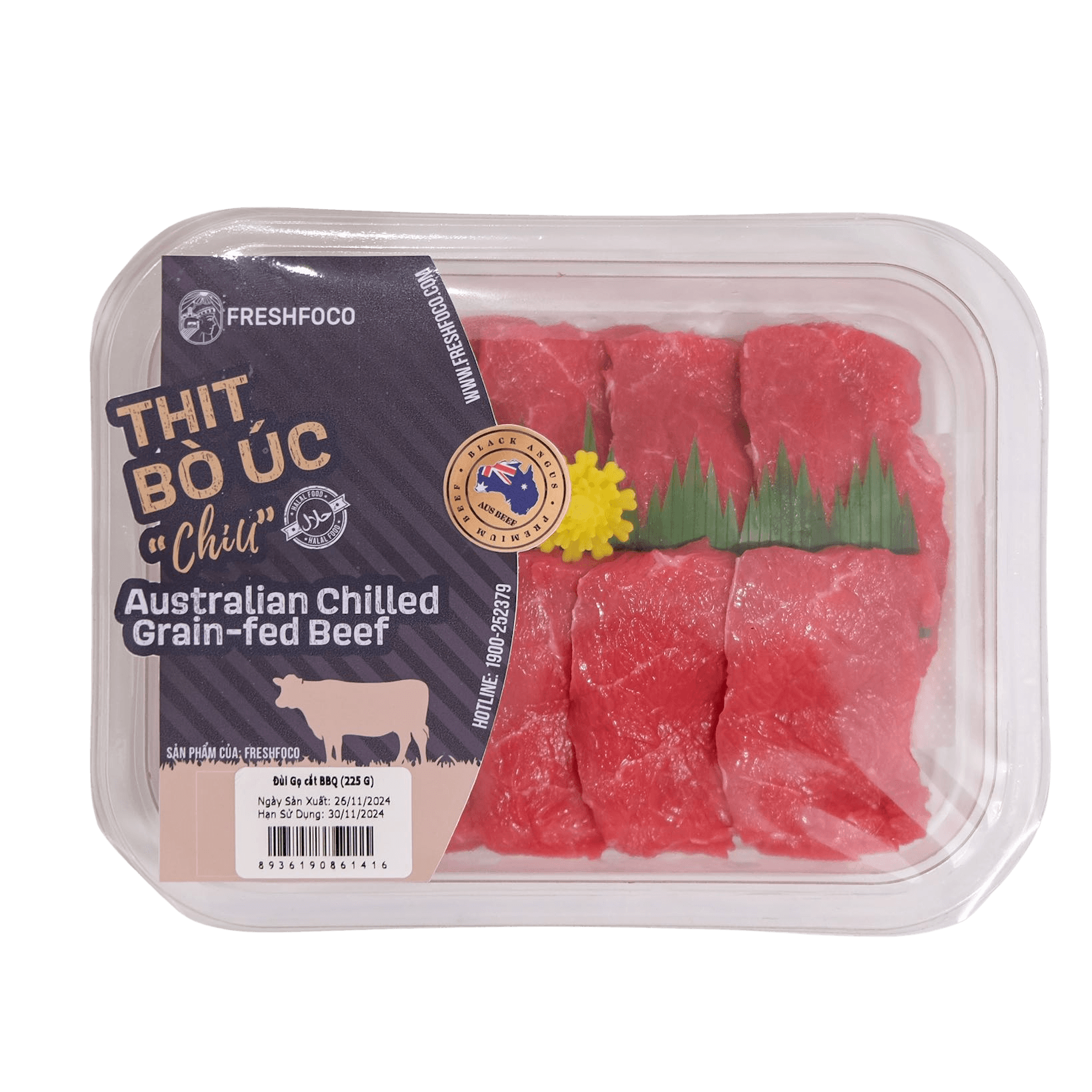 Thịt Đùi gọ bò Úc mát cắt BBQ FRESHFOCO 225g nhập khẩu chilled