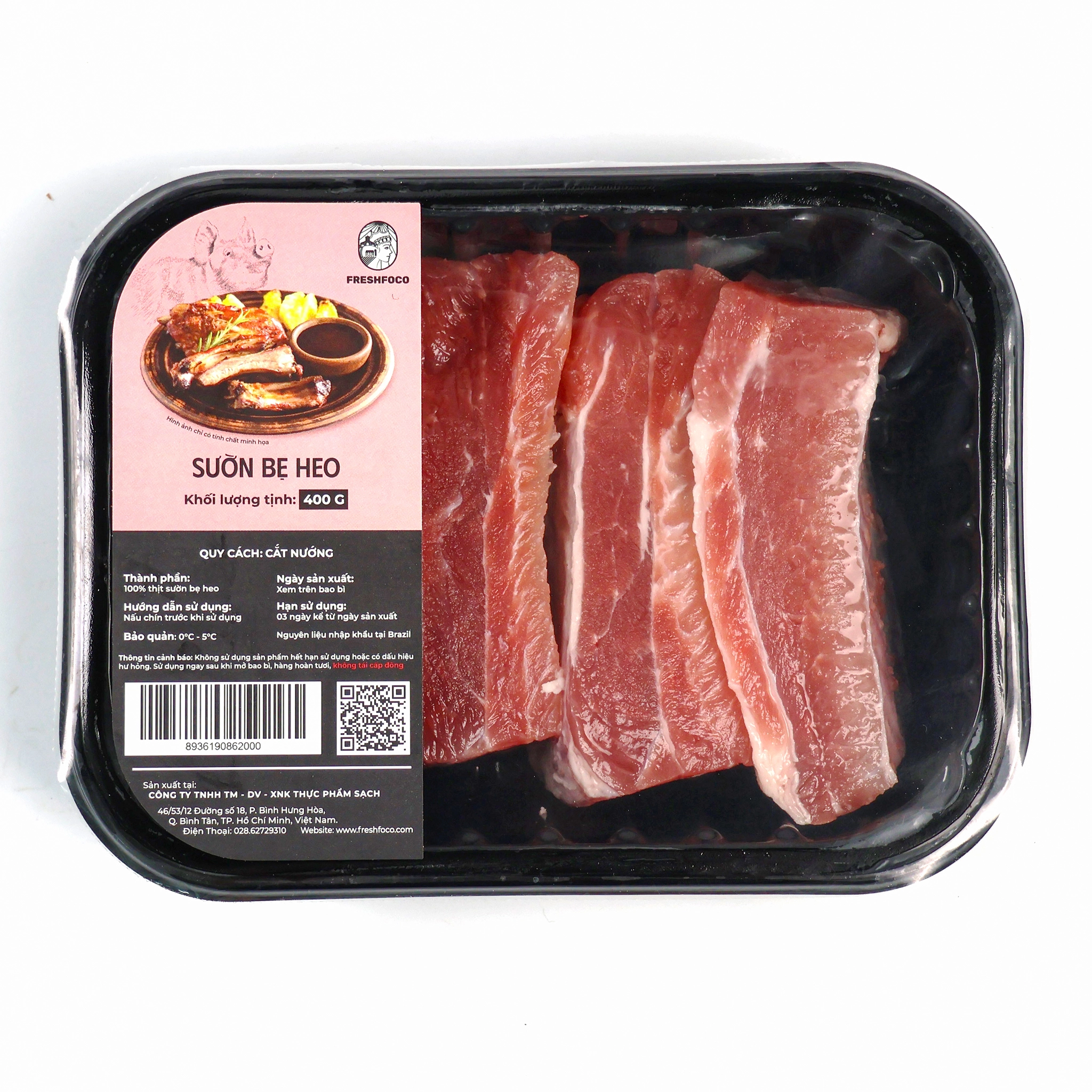 Sườn Bẹ Heo cắt nướng FRESHFOCO 400g