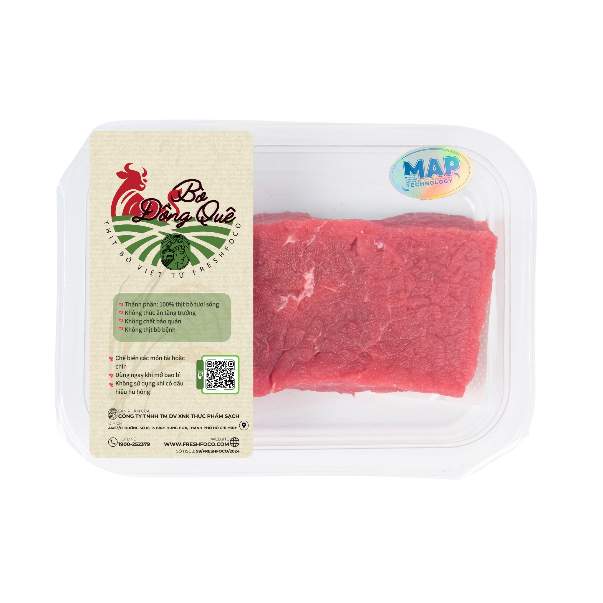 Thịt Thăn bò tươi FRESHFOCO 200g Khay MAP