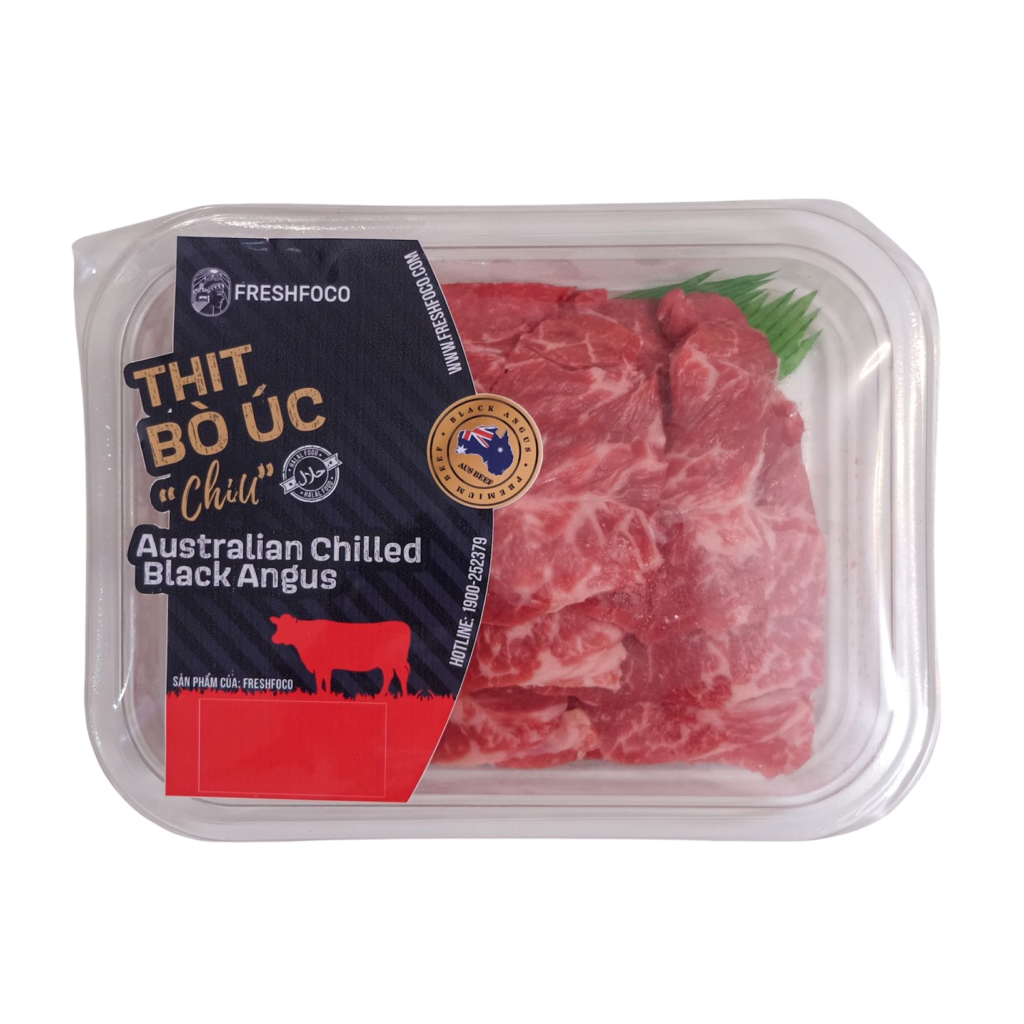 Thịt Lõi Vai bò Úc mát cắt lát FRESHFOCO 175g nhập khẩu chilled