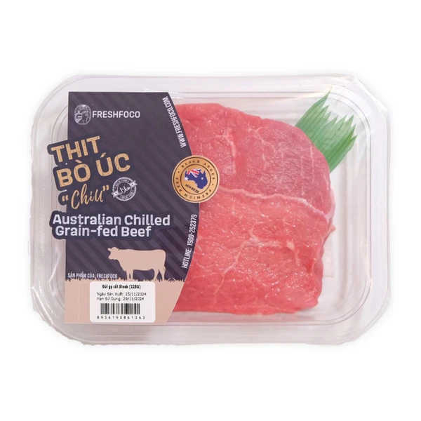 Thịt Đùi Gọ bò Úc mát cắt Steak FRESHFOCO 225g nhập khẩu chilled