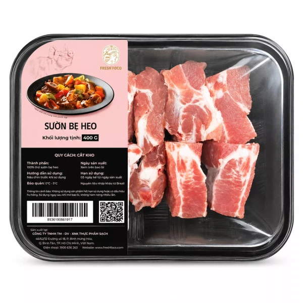 Sườn bẹ heo cắt cho món kho FRESHFOCO 400g